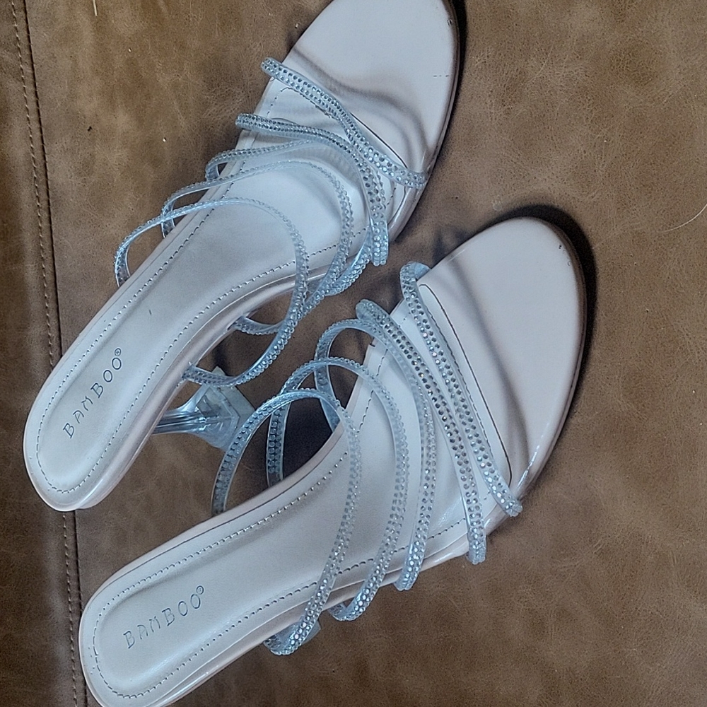 Bamboo Block Crystal Heels